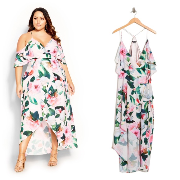 NWT CITY CHIC Garden Maxi Dress Pink Size 18 - Picture 2 of 16